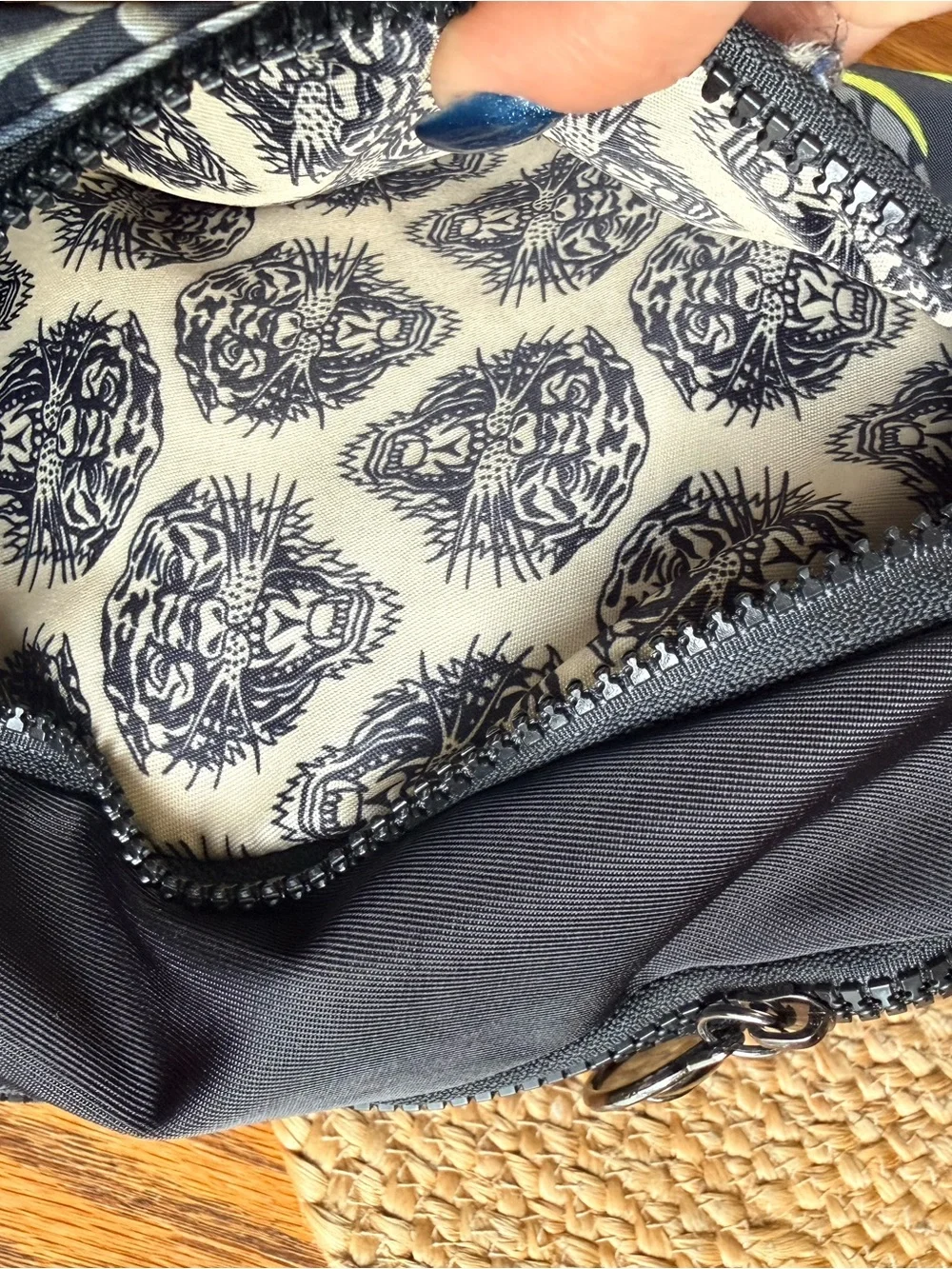 Ed Hardy Black & Gray Graphic Backpack with Multicolor Tattoo Print